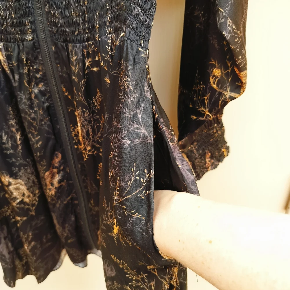 All Saints Niyah Yorick Dress Skeleton Tree Branch Design Silk Blend Halloween - Picture 10 of 13